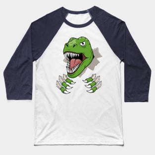 T Rex Claws Ripping Holes Dinosaur Roaring Head Baseball T-Shirt